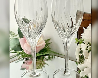 Noritake Moondust Crystal Wine Glasses Pair Germany Replacement Vintage