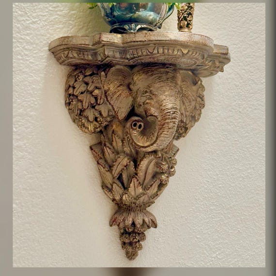 Elephant Wall Sconce Candle Holder Decorative Shelf Safari Wall Decor Pair