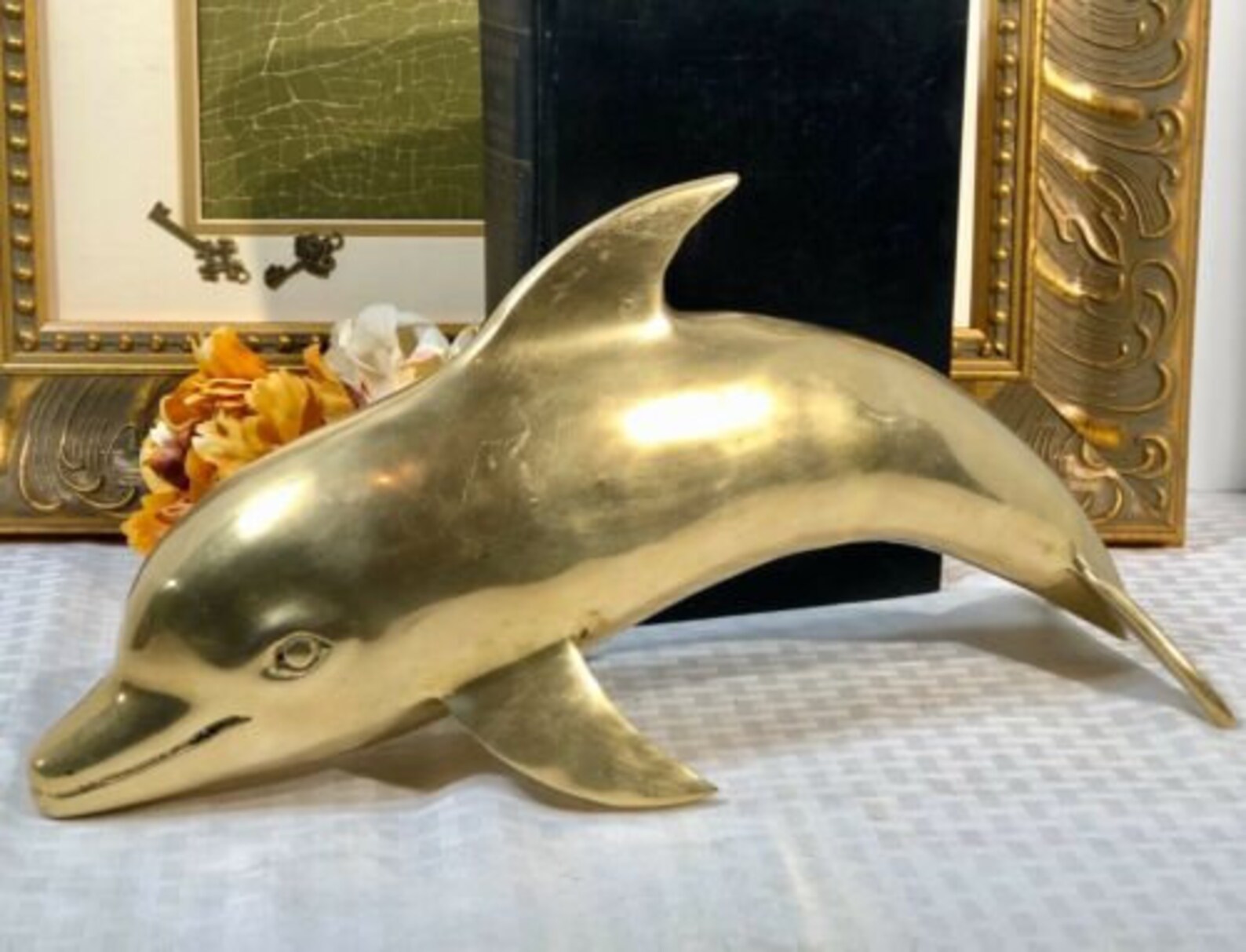 Solid brass Large Dolphin Statue Nautical Porpoise / Ocean Etsy