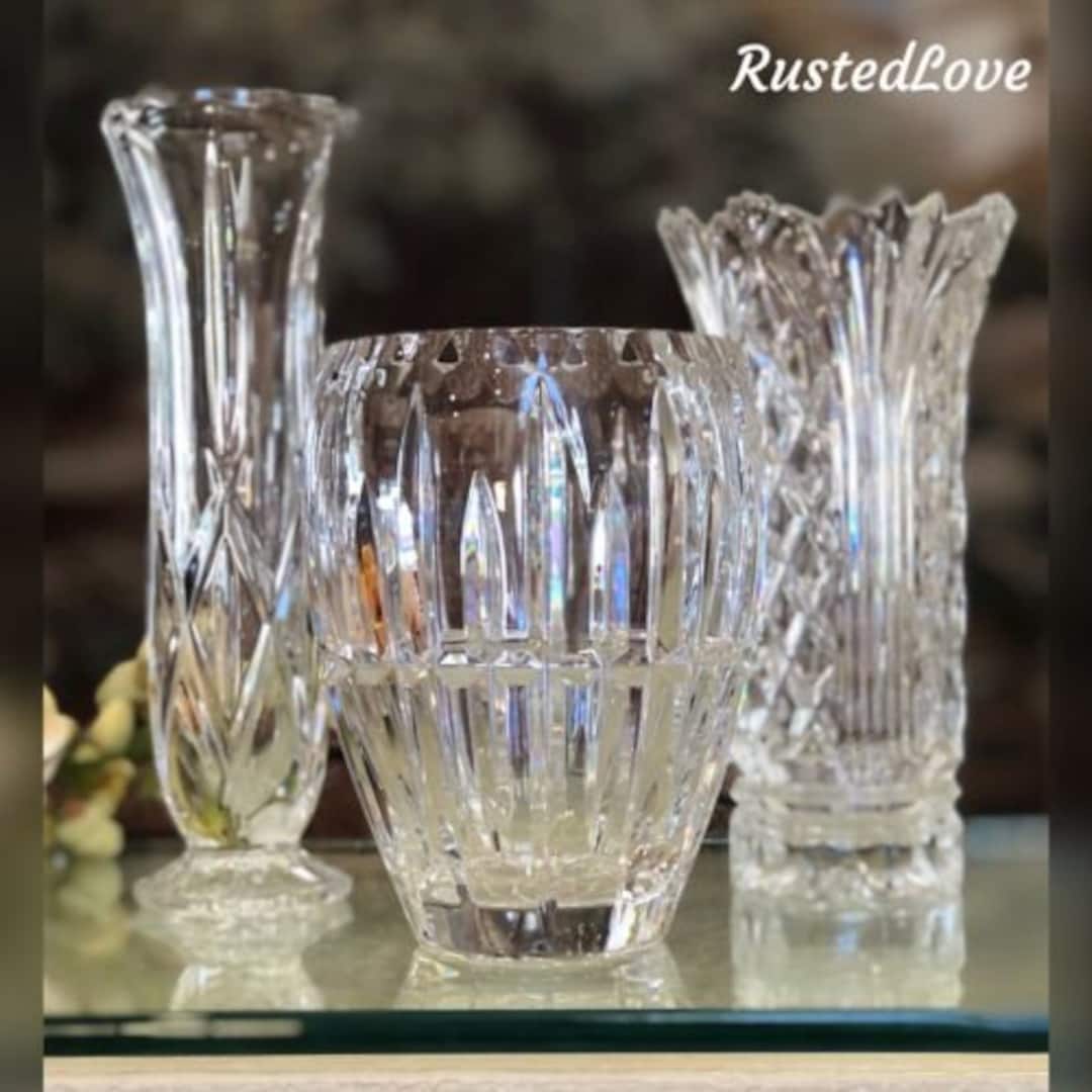 Crystal Vases / Vintage Cut Glass / Cut Crystal / Flower Vases - Etsy