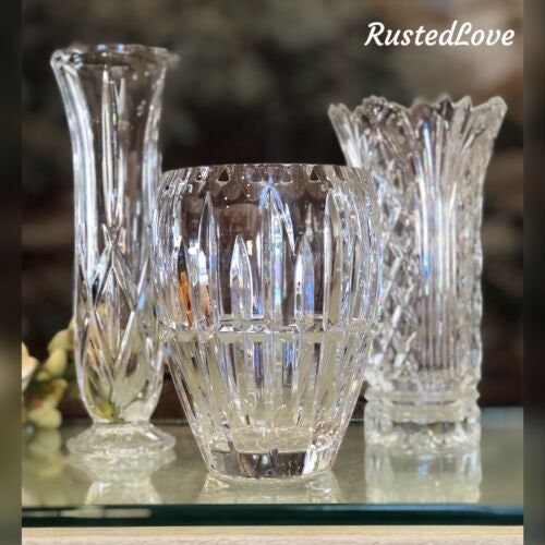 Crystal Vases / Vintage Cut Glass / Cut Crystal / Flower Vases