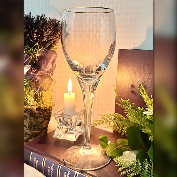 Erica By Lenox Water Glass / Gold Rimmed Erica Water Goblet / Lenox Erica Blown Water Glass / Erica Gold Glass / Vintage Lenox Glass - 1