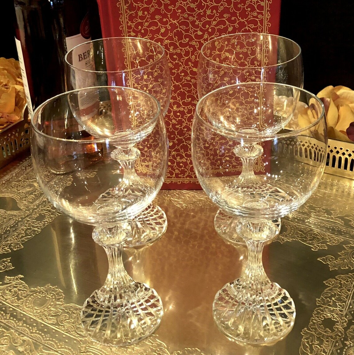 Mikasa The Ritz Water Glasses Clear with Ribbed stem and foot Etsy