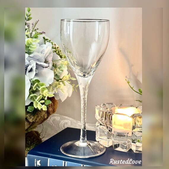 Lenox Encore Platinum Wine Glass / Encore Platinum Lenox Wine Goblet / Platinum Encore Wine Glass / Vintage Encore Lenox Wine Glass - 1