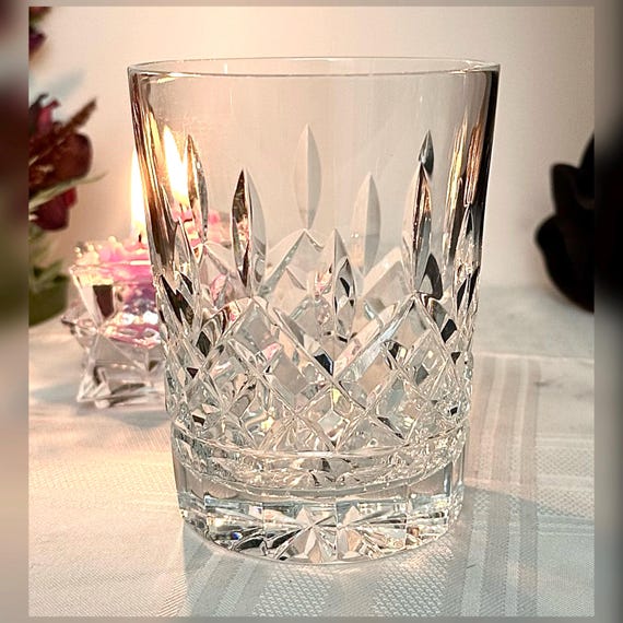 Waterford Lismore Double Old Fashioned Glass / Waterford Crystal Cut Vintage Barware / Waterford Lismore Barware Glass / Gift for Dad