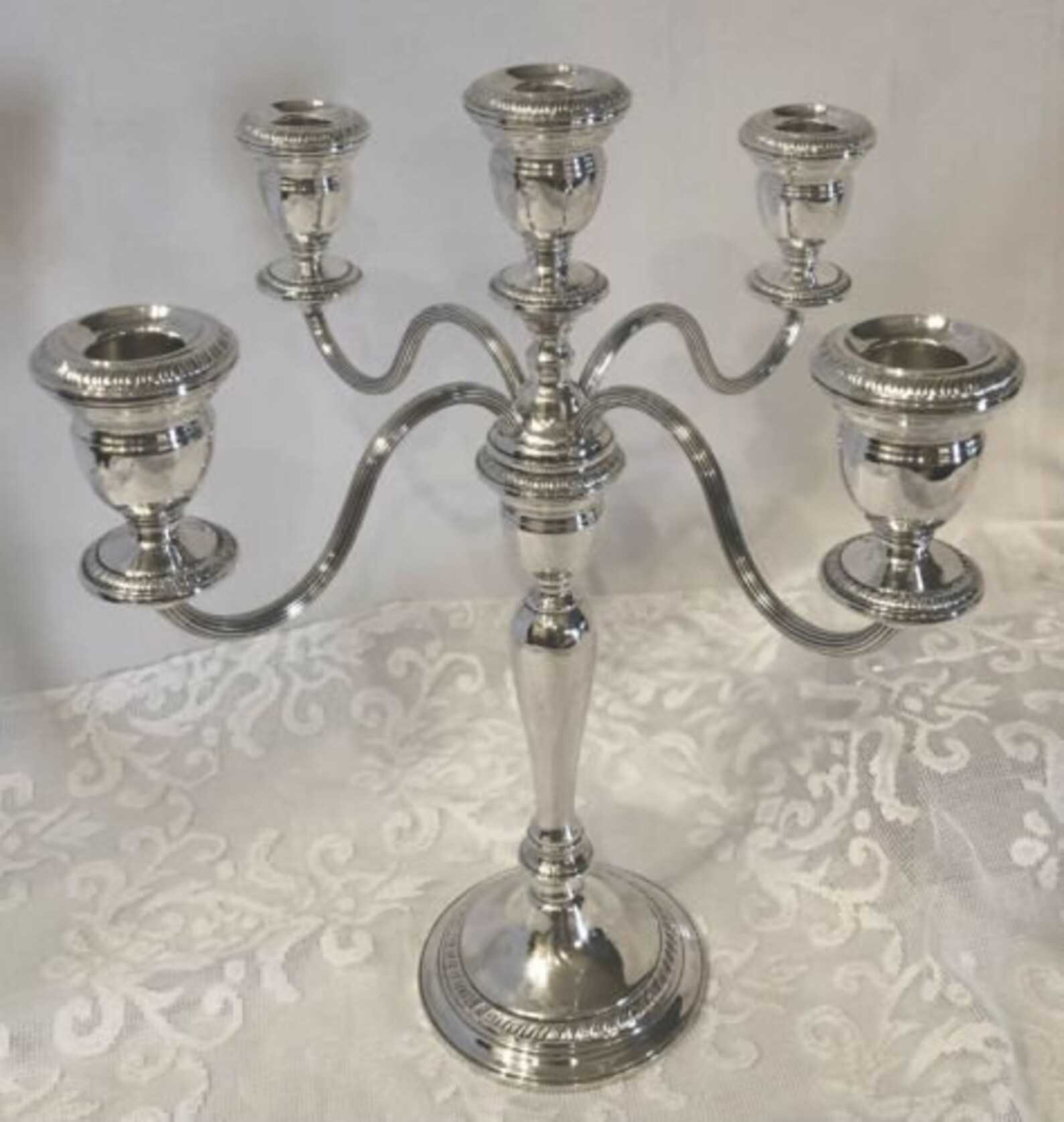 Sterling Silver Candelabra Wallace 4494 5 Arm Candle Holder Etsy