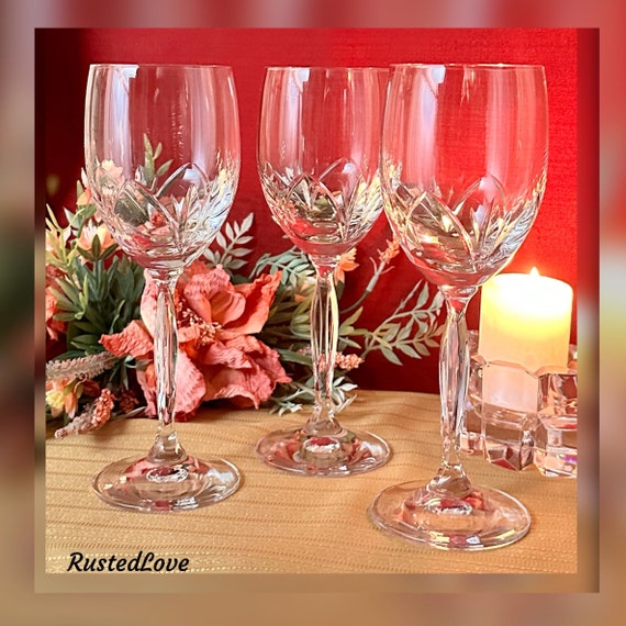Vintage Mikasa Plie Water Glasses / Mikasa Plie Cut Glass Water Goblets / Vintage Mikasa Plie Glasses / Mikasa Plie Water Goblets - 3