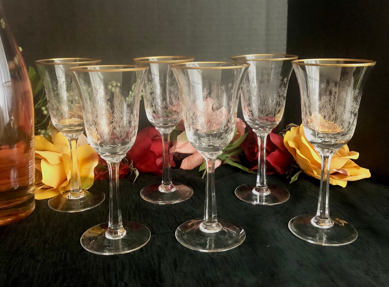 Lenox Wine Glasses / Gold Rim Glassware / Lenox Fontaine / Etsy