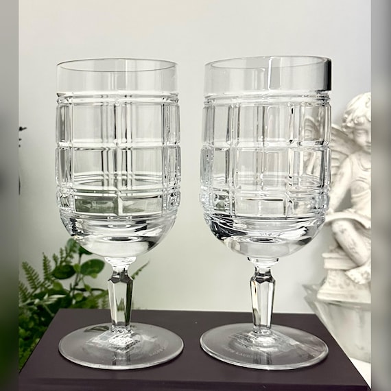 Ralph Lauren Hudson Plaid Beverage Glasses / Vintage Ralph Lauren Crystal Glasses / Lauren Iced Beverage Glasses / Ralph Lauren Crystal - 2