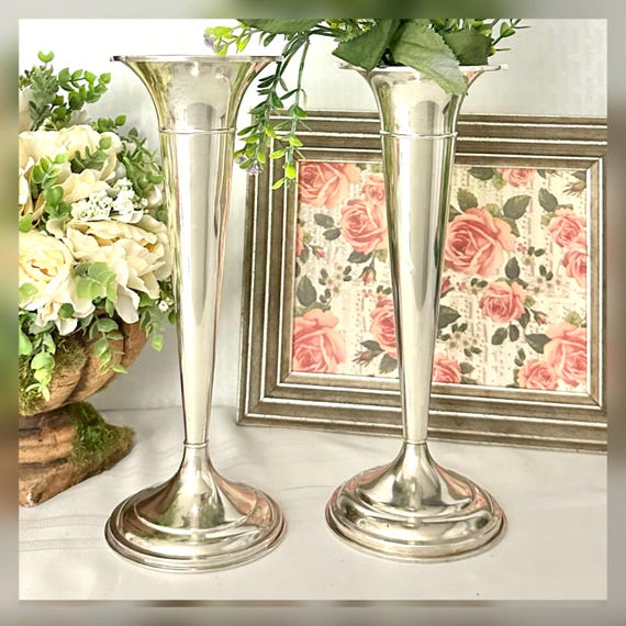 Sterling Silver Vases / Silver Dominick & Haff Antique Vases / Sterling Antique Silver Centerpiece Vases / Vintage Sterling Silver Vases