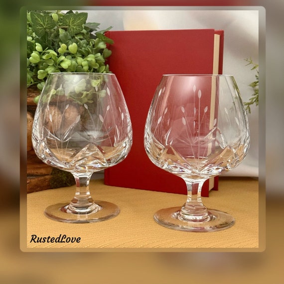 Mikasa Petit Point Brandy Glasses / Vintage Mikasa Petit Points Brandy Glasses / Mikasa Large Brady Glasses / Cognac Liquor Glasses - 2