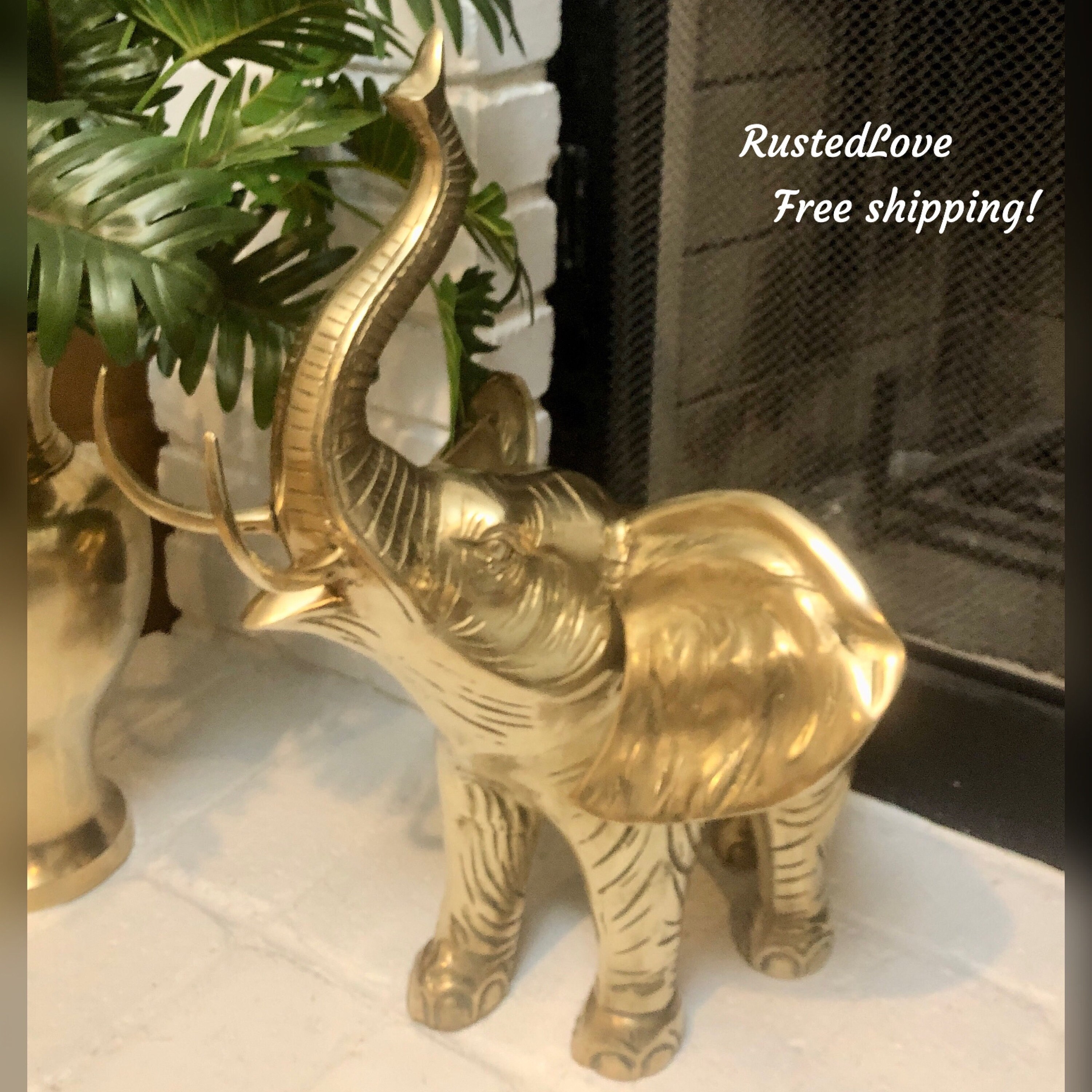 Brass Elephant Statue / Large African Elephant / Vintage Brass Etsy
