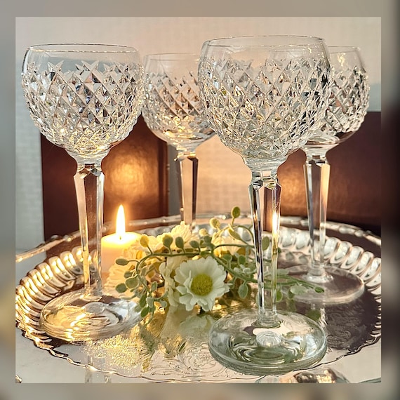 Alana Waterford Crystal Hock Wine Glasses/ Alana Hock Wine Glasses / Waterford Alana  6 Oz Wine Hock Glasses / Vintage Alana Waterford Glass