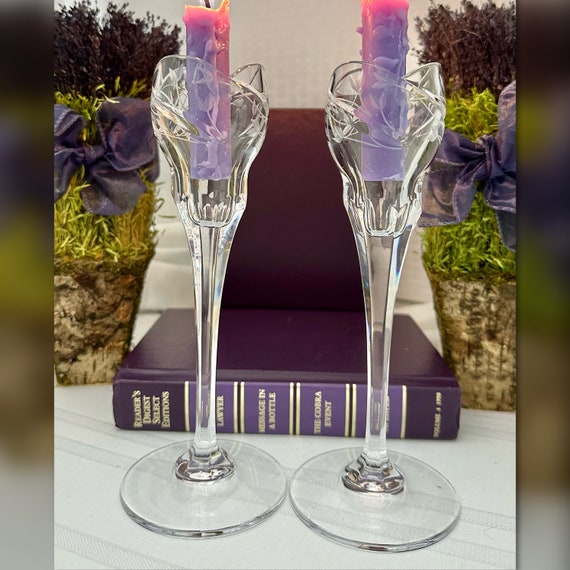 Mikasa Crystal Candle Holders / Vintage Park Place Taper Candleholders / Mikasa Park Place Candlesticks / Mikasa Crystal Candle Holders