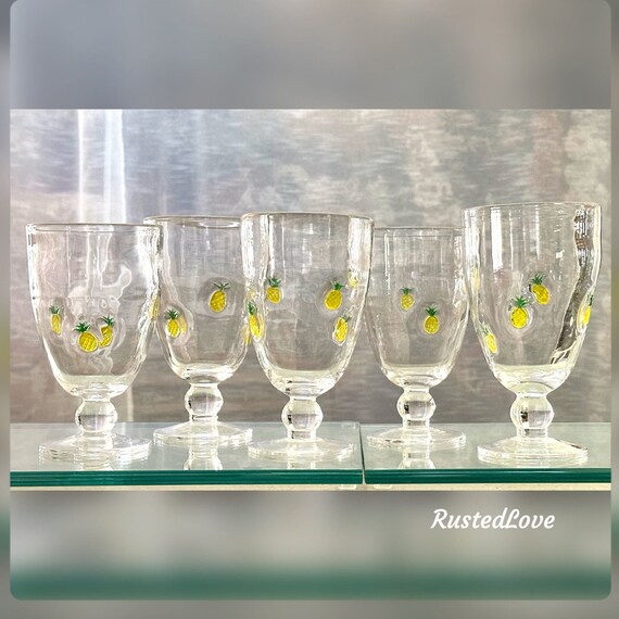 Pineapple Water Glasses by Artland / Pineapple Welcome Artland Hand Crafted Water Glasses / Pineapple Glasses / Artland Pineapple Glasses -5