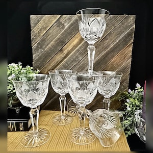 Bohemia 24% Lead Crystal Wine Glasses Set of 6 Cut Crystal Boxed Vintage bild 1