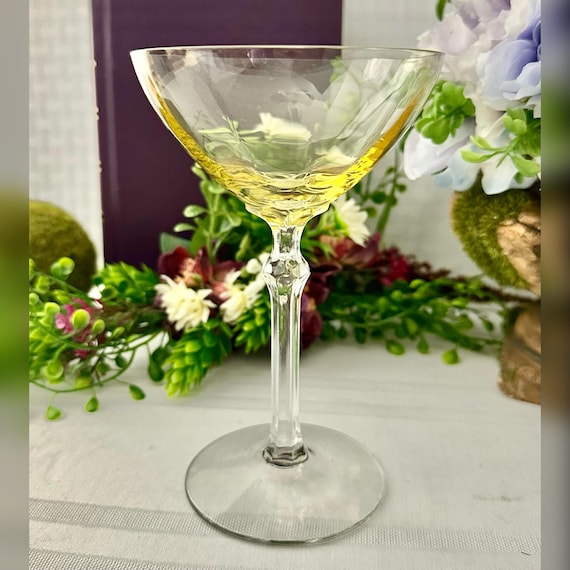 Topaz Fostoria Champagne Glass / Antique Fostoria Topaz Yellow Bowl Tall Sherbet / Fostoria 1920's Champagne Coupe / Topaz Fostoria Glass 1