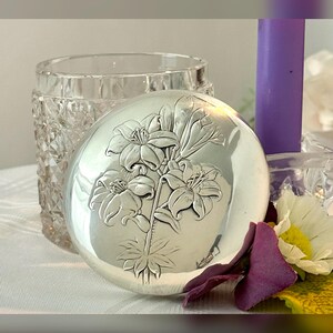 Sterling Silver Crystal Vanity Jar / Hobnail Powder Jar / Lidded Antique Box / Victorian Sterling Dressing Jar / Antique Glass Jewelry Box