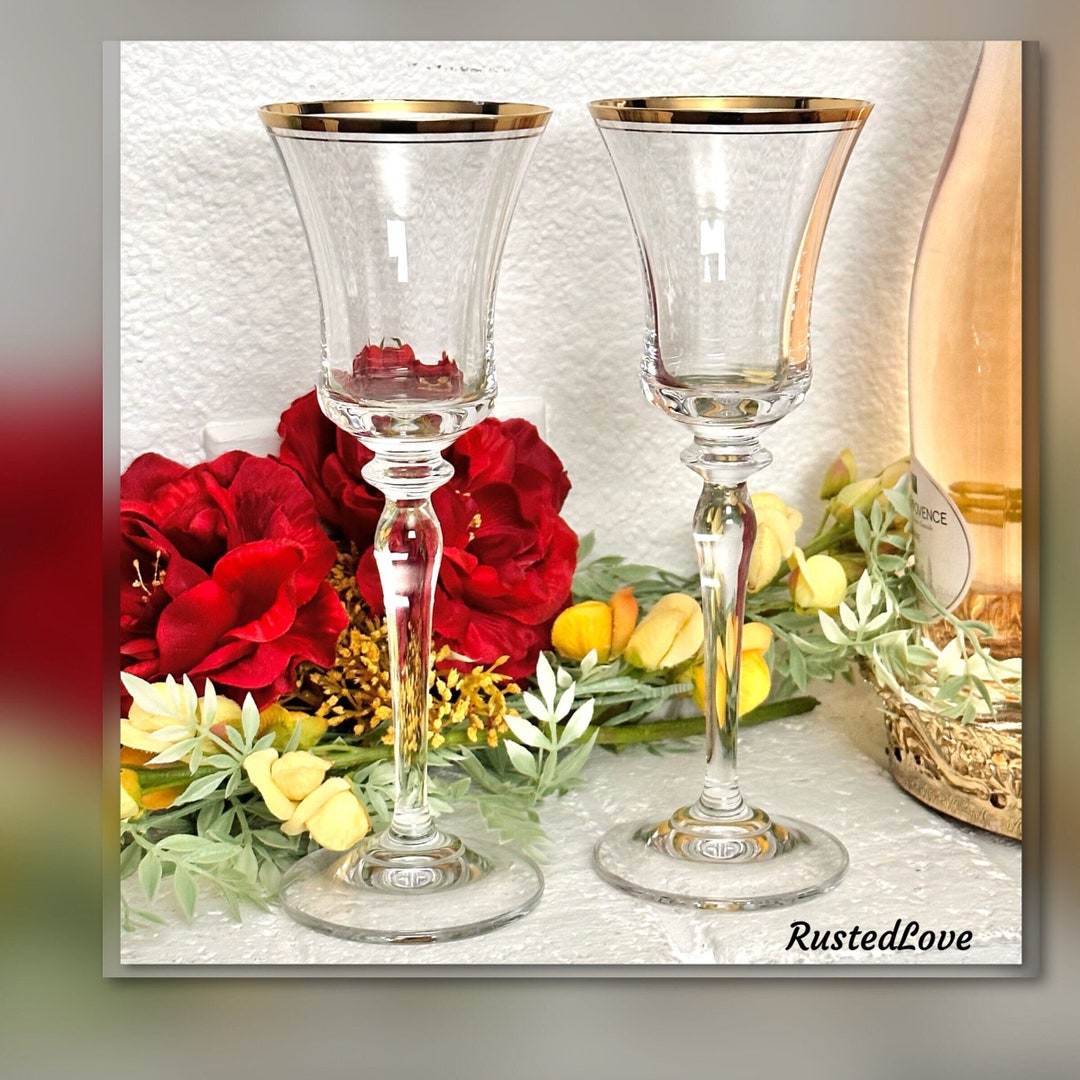 Mikasa Wine Glasses / Mikasa Jamestown Gold /vintage Wine Glasses