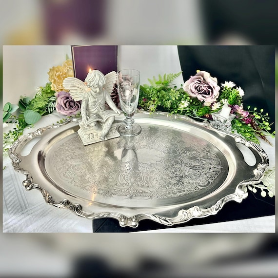Wallace La Reine Silverplate Serving Tray Silver Plate butler Tray Bar Cart Tray