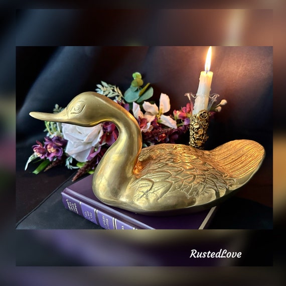 Vintage Duck Statue / Solid Brass Duck Figure / Nautical Brass Duck / Duck Beach Decoration / Vintage Mallard Duck Statue / Duck Knick Knack