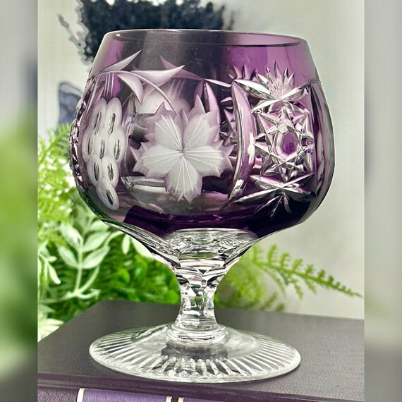 Brandy Glass Ajka Marsala Amethyst / Ajka Purple Crystal Bohemian Cognac Glass /  Marsala Amethyst Brandy Glass / Vintage Ajka Brandy Glass