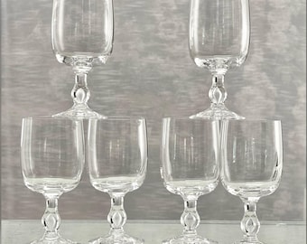 7 Kosta Boda Glass Pyramid Pattern Wine or Water Glasses Vintage