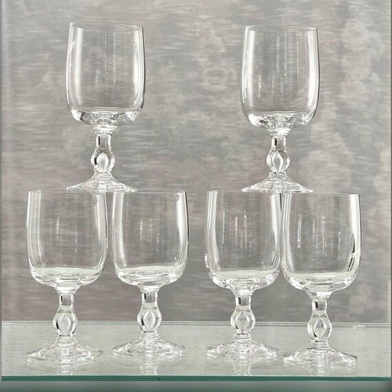 Kosta-Boda Solvig Wine Glasses / Solvig Bubble Stem Wine Glasses / Kosta Boda Blown Wine Glasses / Solvig 5 3/8" Wine Glasses - 6 *Read