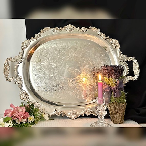 Vintage Silver Plated Tea Service Tray / Silverplated Poole Bristol Tray / Tea Service Silver Victorian Butlers Tray / Bristol Poole Tray
