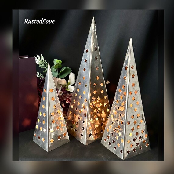 Silver Plated Candle Shades / Tea Light Metal Holders  / Modern Hand Made Metal Candle Covers / Metal Candle Covers /  Tea Light Holders
