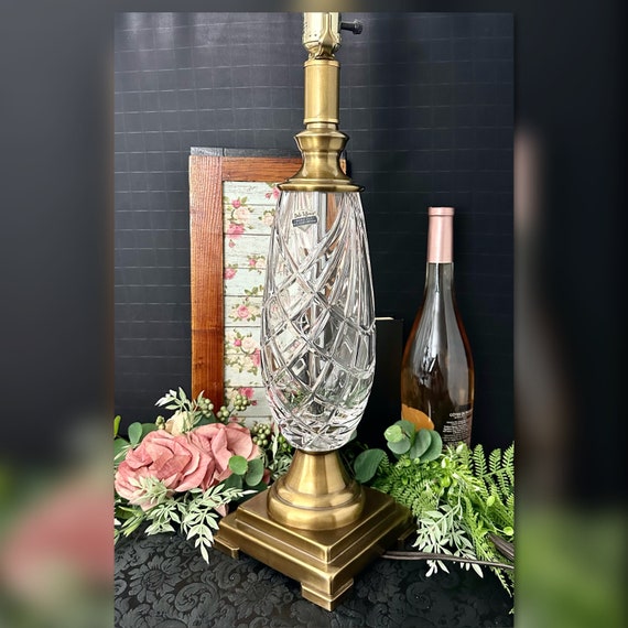 Vintage Dale Tiffany Lamp / Dale Tiffany Cut Crystal and  Brass Lamp / Side Table Lamp / Dale Tiffany Lighting / End Table Lamp / Read