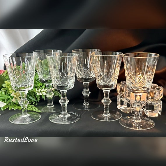 Wine Glasses / Clara Wine Glasses / Imperial Crystal Imports / Clara Imperial Crystal Wine Glasses / Vintage Wine Glasses / Drinkware Set -6