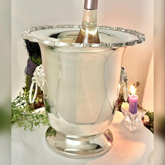 Vintage Leonard Champagne Bucket / Ice Bucket Lion Handled / Leonard Silver Plated Wine Chiller / Leonard Silver Plated Champagne Bucket