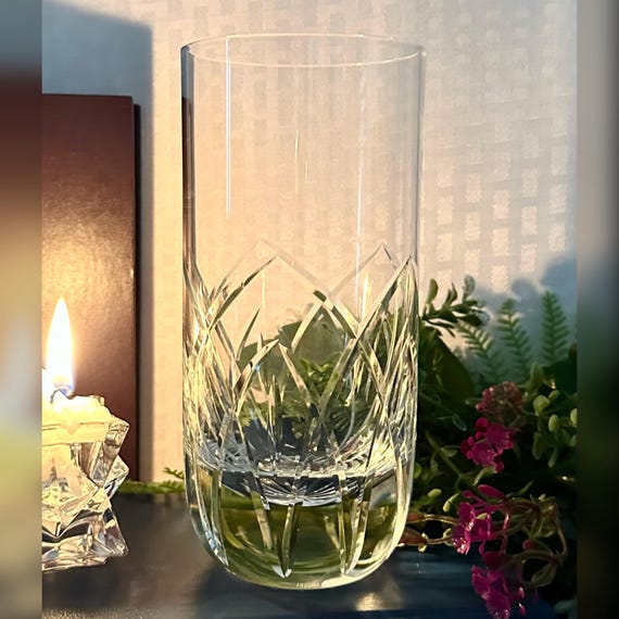 Block Rainbow Highball Glass / Vintage Block Blown Highball Glass / Rainbow Barware Highball Glass / Rainbow Block Highball Glass - 1