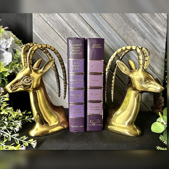 Vintage Brass Ibex Bookends, Hollywood Regency Decor - Etsy