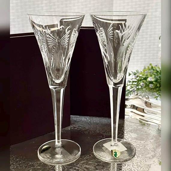 Waterford Champagne Flutes 5 Toasts / Waterford Crystal Millenium Series Champagne Glasses /  Wedding Toasting Glasses / 5 Toasts Champagne