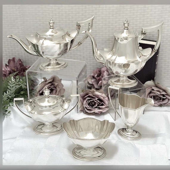 Antique Gorham Plymouth Sterling Silver Tea Set 5 Piece No Monogram