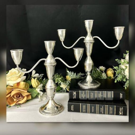 Sterling Silver Duchin Creations Candelabras / Duchin Sterling Vintage Candle Holders / 3 Arm Sterling Silver Candle Holders / Duchin Silver