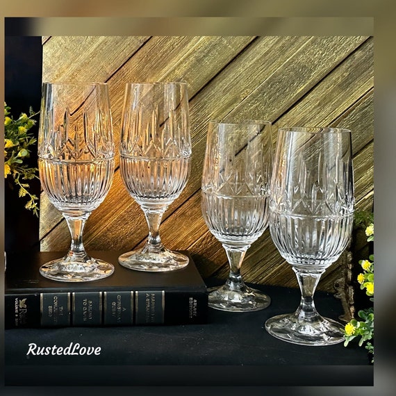 Mikasa Ice Tea Glasses / Vintage Mikasa Cut glass Ice Tea Glasses / Mikasa MIC123 Ice Tea Glasses / Mikasa Vintage Ice Tea Glass Set of 4