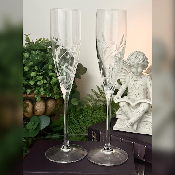 Lenox Opal Innocence Champagne Flutes / Lenox Wedding Toasting Glasses / Opal Innocence Champagne Flutes / Lenox Contemporary Wedding Flutes