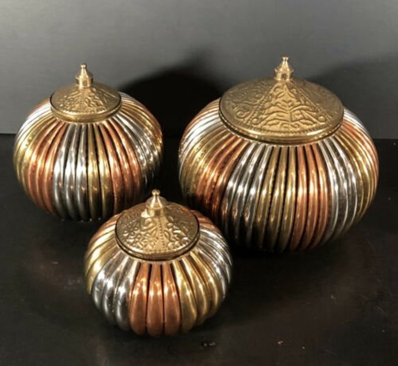3 India Trinket / Jewelry boxes Copper Brass Silver embossed Etsy