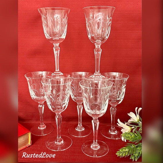 Wine Glasses Tiffin-Franciscan / Tiffin Chardonay Wine Glasses / Vintage Wine Glasses / Tiffin Franciscan Wine Glass Set / Glassware Set - 7