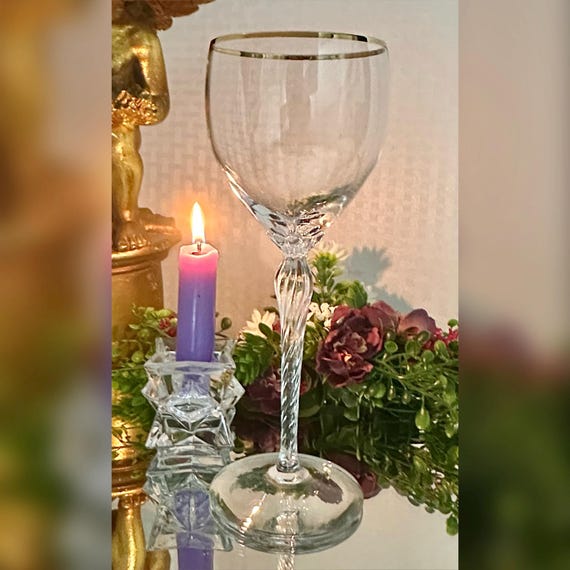 Lenox Monroe Gold Wine Glass / Vintage Lenox Crystal Monroe Gold / Blown Glass Gold Rim Monroe Lenox Wine Glass / Monroe Lenox Wine Goblet