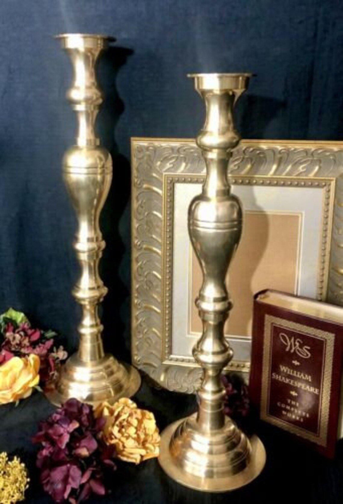 Tall Solid Brass Alter / Hearth Candle sticks Made in India Etsy