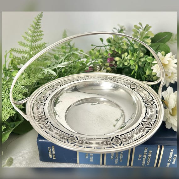 Vintage Sterling Silver Brides Basket 8" Handled Compote Bowl Candy Dish