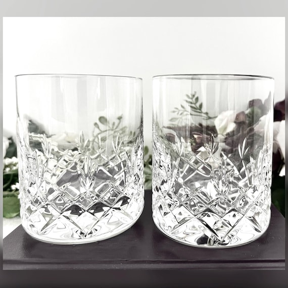 Vintage Double Old Fashioned Glasses Pair Whiskey Bourbon Rocks Glass Barware