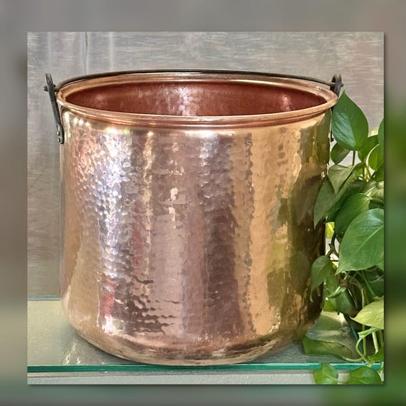 Large Copper Planter / Large Planter Hand Crafted Copper / Cauldron Round Vintage Copper Pot / Vintage Copper Planter / Hand Crafted Planter