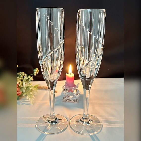 Mikasa Uptown Champagne Flutes / Vintage Uptown Mikasa Toasting Glasses / Uptown Champagne Glasses / Wedding Champagne Flutes - 2