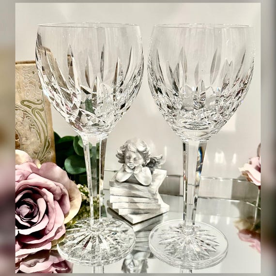 Waterford Crystal Ballymore  Water Goblets Set 2 Vintage Red Wine Glasses