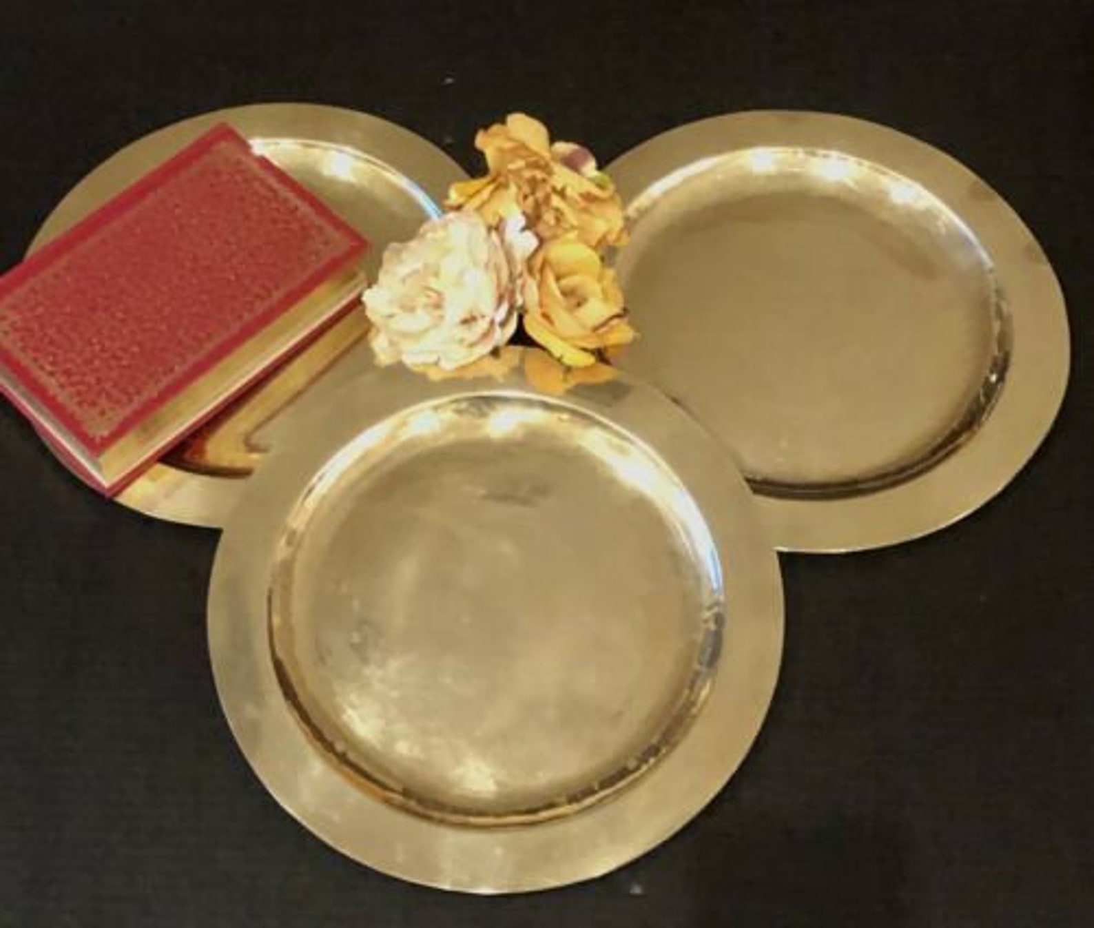 14 Large Solid Brass Chargers Vintage Plates / serving Etsy